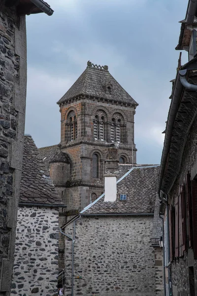 Architektura Wsi Salers Auvergne Francja Kościołem Rynku Miejskim — Zdjęcie stockowe