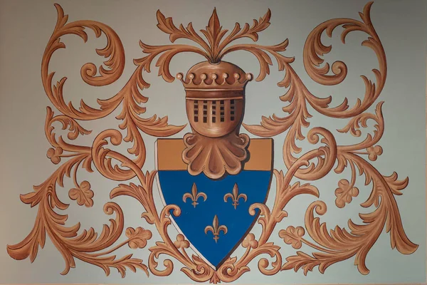 Detail Van Een Middeleeuwse Decoratie Een Middeleeuwse Muur Dordogne Frankrijk — Stockfoto