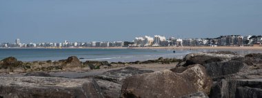 La Baule Körfezi 'nin panoramik manzarası ve Brittany, Fransa' da Pornichet