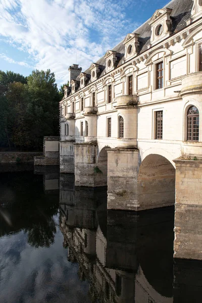 Aussendetails Der Architektur Des Chteau Chenonceau Frankreich Über Dem Wasser — Stockfoto