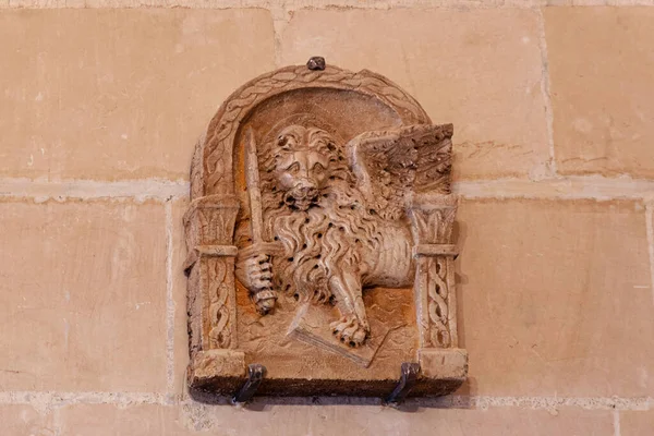 Detail Stone Bas Relief Chteau Chenonceau France Lion Sword — Stock Photo, Image