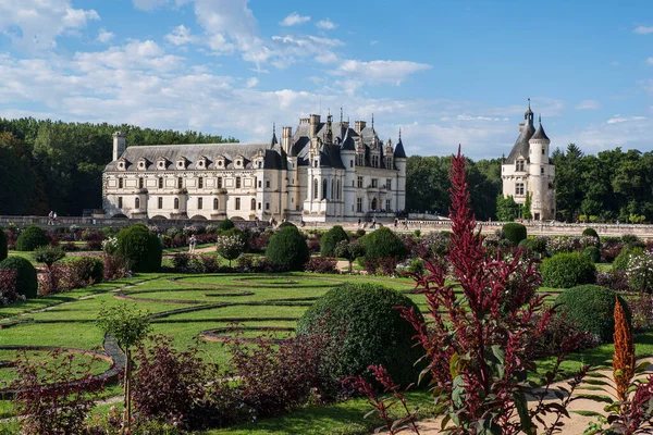 Slottet Chenonceau Och Dess Trädgårdar Loiredalen Frankrike — Stockfoto