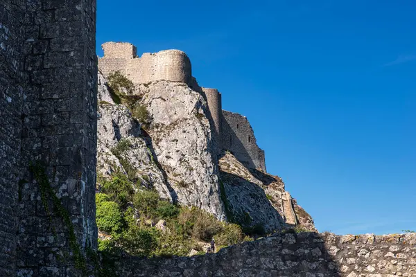 Fransa Languedoc Bulunan Cathare Peyrepertuse Şatosu Telifsiz Stok Fotoğraflar