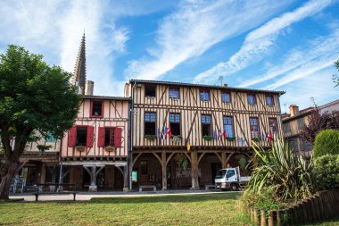 Architecture of the medieval village of Mirepoix in Languedoc Roussillon in the south of France clipart