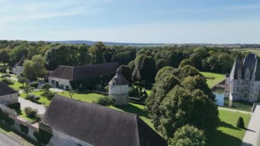 Fransa 'nın Normandiya kentindeki Murre Şatosu' nun havadan görünüşü