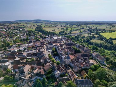 Burgundy, Fransa 'daki Bourbon-Lancy kasabasının hava manzarası