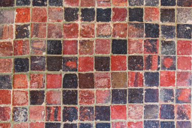 Kırmızı ve kahverengi terakotta fayans dokusu, çok eski, tipik Fransa.