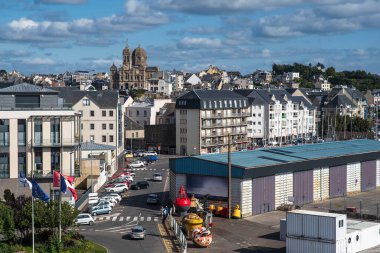 Granville in Normandy, France, with its houses and view over the rooftops clipart