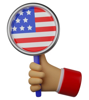 Birleşik Devletler bayrağını tutan 3D çizim el