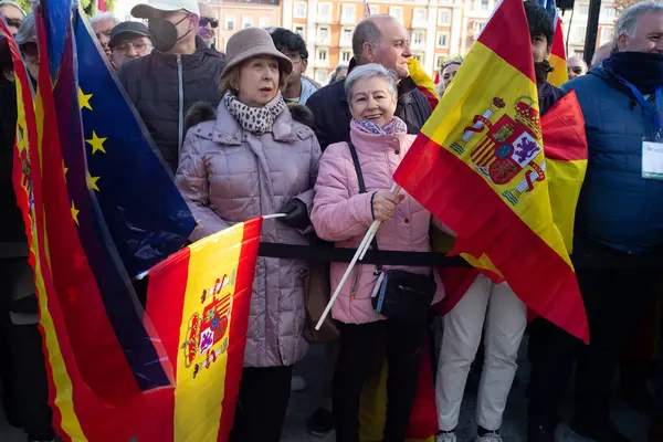 Pravicoví Demonstranti Protestovali Během Demonstrace Proti Amnestii Katalánských Separatistů Proti — Stock fotografie