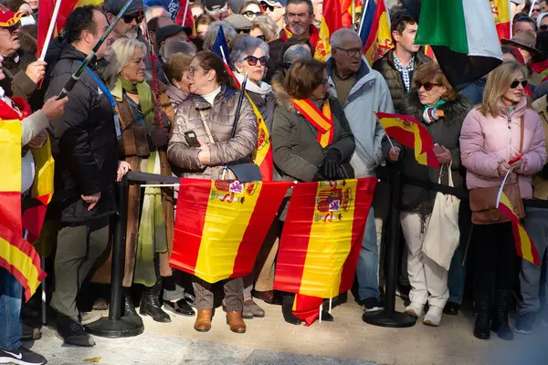 Pravicoví Demonstranti Protestovali Během Demonstrace Proti Amnestii Katalánských Separatistů Proti — Stock fotografie