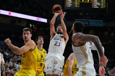 Real Madrid 'den Sergio Llull, Real Madrid ile Dreamland Gran Canaria arasındaki maç sırasında 10 Aralık 2023 tarihinde İspanya' nın başkenti Madrid 'de oynanmıştır.