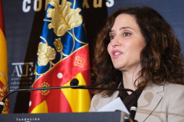 Madrid Topluluğu Başkanı Isabel Diaz Ayuso 12 Aralık 2023 tarihinde Madrid, İspanya 'da bulunan Real Casino de Madrid' de gerçekleştirilen 2..