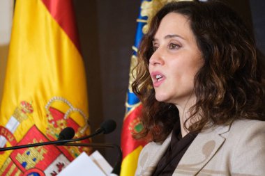 Madrid Topluluğu Başkanı Isabel Diaz Ayuso 12 Aralık 2023 tarihinde Madrid, İspanya 'da bulunan Real Casino de Madrid' de gerçekleştirilen 2..
