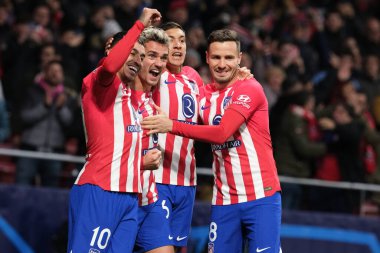 Madrid UEFA Şampiyonlar Ligi sırasında Atletico de Madrid 'den Antoine Griezmann ve 13 Aralık 2023 tarihinde Madrid, İspanya' da SS Lazio Mertropolitano Stadyumu. 