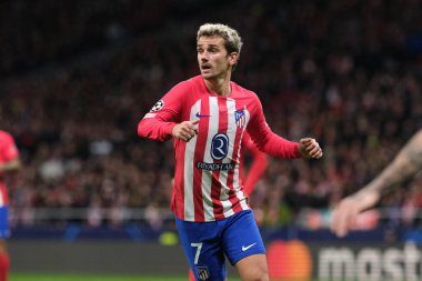 Madrid UEFA Şampiyonlar Ligi sırasında Atletico de Madrid 'den Antoine Griezmann ve 13 Aralık 2023 tarihinde Madrid, İspanya' da SS Lazio Mertropolitano Stadyumu. 