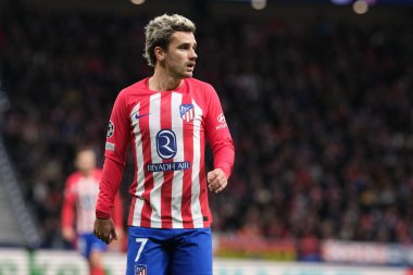 Madrid UEFA Şampiyonlar Ligi sırasında Atletico de Madrid 'den Antoine Griezmann ve 13 Aralık 2023 tarihinde Madrid, İspanya' da SS Lazio Mertropolitano Stadyumu. 