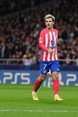 Madrid UEFA Şampiyonlar Ligi sırasında Atletico de Madrid 'den Antoine Griezmann ve 13 Aralık 2023 tarihinde Madrid, İspanya' da SS Lazio Mertropolitano Stadyumu. 