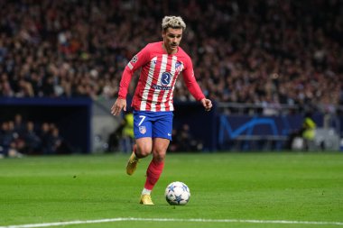 Madrid UEFA Şampiyonlar Ligi sırasında Atletico de Madrid 'den Antoine Griezmann ve 13 Aralık 2023 tarihinde Madrid, İspanya' da SS Lazio Mertropolitano Stadyumu. 