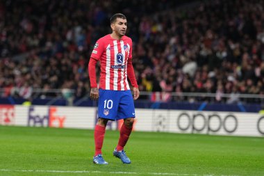 Atletico de Madrid 'den Angel Correa UEFA Şampiyonlar Ligi sırasında Madrid' de ve SS Lazio Mertropolitano Stadyumu 'nda 13 Aralık 2023' te İspanya 'nın Madrid kentinde. 