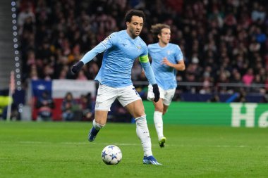 13 Aralık 2023 'te İspanya' nın Madrid kentinde düzenlenen UEFA Şampiyonlar Ligi Atletico de Madrid ve SS Lazio Mertropolitano Stadyumu sırasında SS Lazio 'dan Adam Marusiç. 