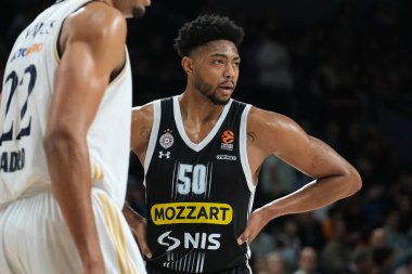 Partizan Mozzart Bet 'ten Caboclo Bruno Belgrad, 21 Aralık 2023' te İspanya 'nın başkenti WiZink' te Real Madrid ile Partizan Belgrad arasındaki Türk Hava Yolları EuroLeague 'inde oynuyor.