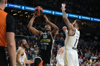 Partizan Mozzart Bet 'ten Caboclo Bruno Belgrad, 21 Aralık 2023' te İspanya 'nın başkenti WiZink' te Real Madrid ile Partizan Belgrad arasındaki Türk Hava Yolları EuroLeague 'inde oynuyor.