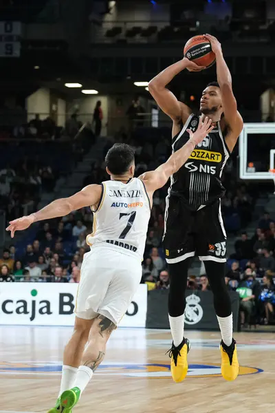 stock image PJ Dozier   of Partizan Mozzart Bet Belgrade iduring the Turkish Airlines EuroLeague between Real Madrid and Partizan Belgrade at WiZink on Dec 21 2023 Madrid Spain