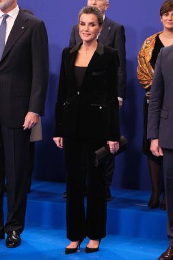 İspanya Kraliçesi Letizia, İspanya 'nın İspanya başkanlığının 21 Aralık 2023 tarihinde İspanya' nın Madrid kentinde düzenlenen Ulusal Konferans Salonu 'ndaki kapanış konserine katıldı..