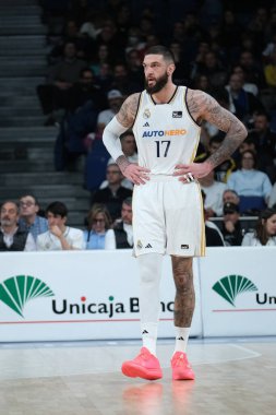 Real Madrid 'den Vincent Poirier, Real Madrid ile Valencia st WiZink Center arasındaki maç sırasında 31 Aralık 2023 tarihinde İspanya' nın başkenti Madrid 'de oynanmıştır..