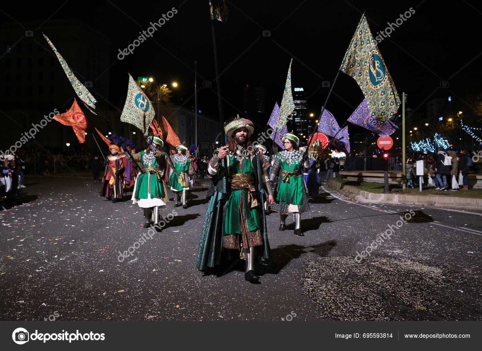 Parade Actors 2024 Three Kings Parade Madrid January 2024 Spain Stock