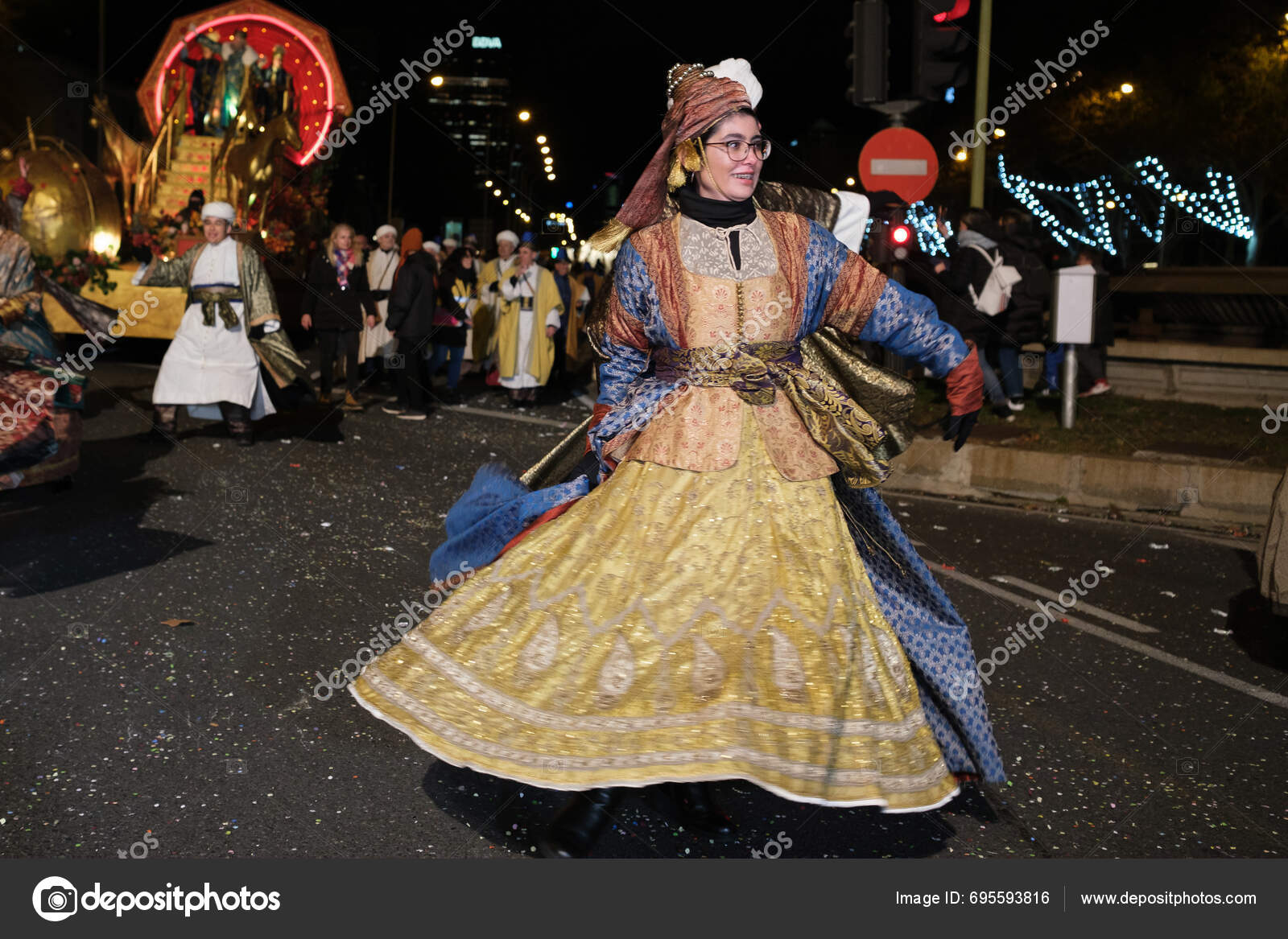 Parade Actors 2024 Three Kings Parade Madrid January 2024 Spain Stock