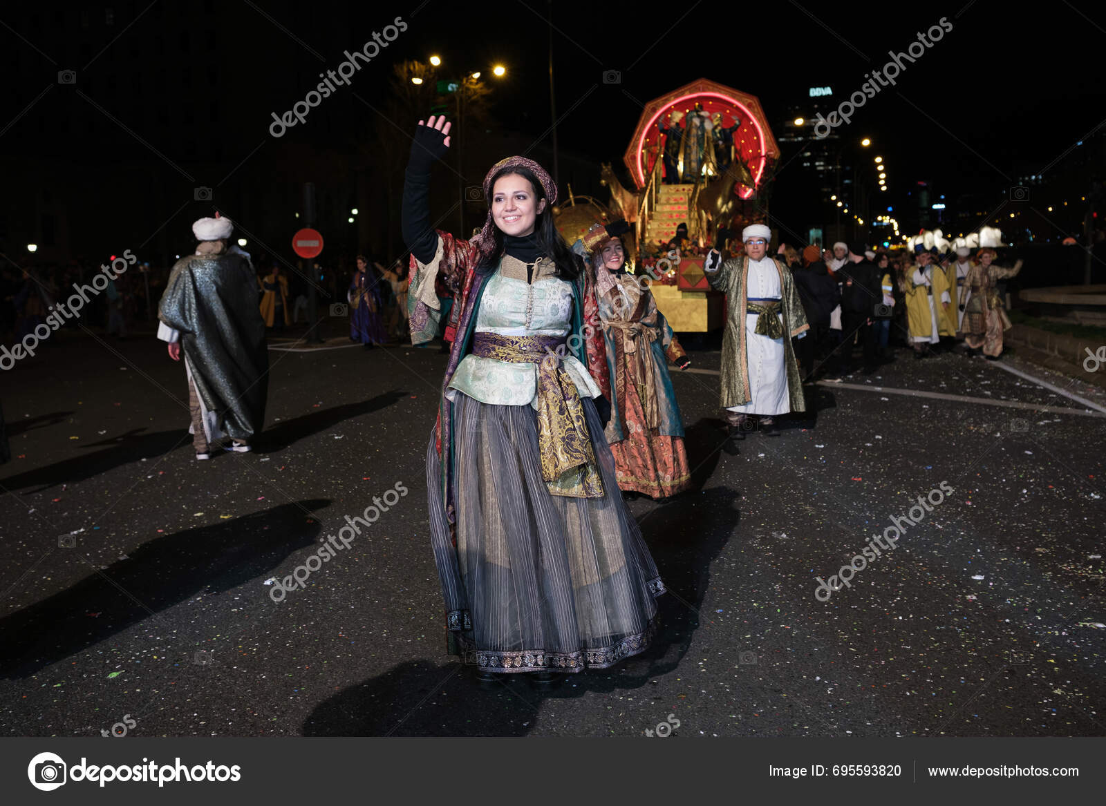 Parade Actors 2024 Three Kings Parade Madrid January 2024 Spain Stock