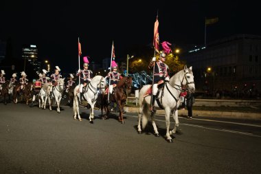 5 Ocak 2024 İspanya, Madrid 'deki Üç Kralın geçit töreni sırasında aktörler geçidi.