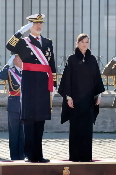 König Felipe Von Spanien Königin Letizia Von Spanien Und Kronprinzessin — Stockfoto