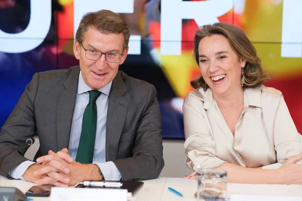 Stock image Cuca Gamarra and Alberto Nunez Feijoo, during the meeting of the  Executive Committee of the Partido Popular, at the headquarters of the PP, on January 9, 2024, in Madrid, Spain.