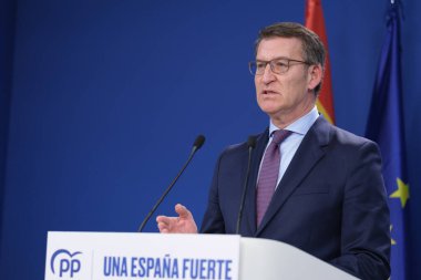 Emniyet Müdürü Alberto Nuez Feijoo, 11 Ocak 2024 tarihinde İspanya 'nın Madrid kentinde Genova caddesinde bir basın toplantısı düzenledi.. 