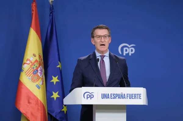 Líder Del Alberto Nuez Feijoo Durante Una Conferencia Prensa Sede — Foto de Stock