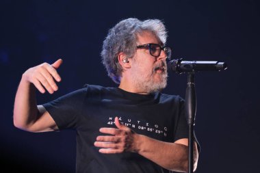 Şarkıcı İvan Ferreiro, 13 Ocak 2024 tarihinde İspanya 'nın Madrid şehrinde düzenlenen INVERFEST WiZink Center' da bir konser sırasında.