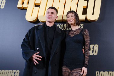 Maria Pedraza ve Aron Piper 16 Ocak 2024 'te Madrid, İspanya' da bulunan Hotel URSO 'da 