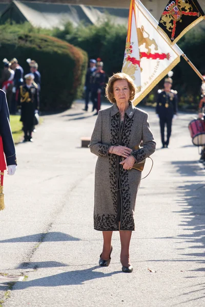 Koningin Sofia Van Spanje Tijdens Eed Voor Vlag Rey Kazerne — Stockfoto