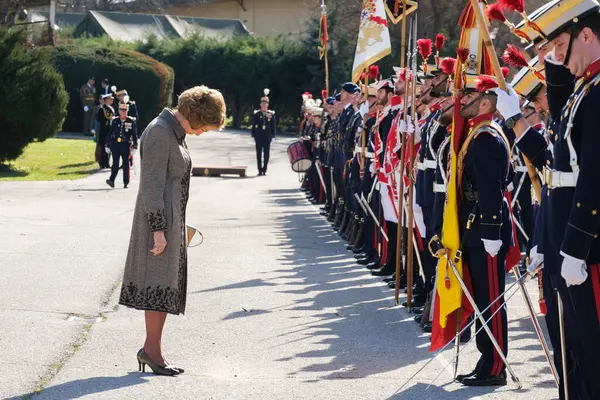 Königin Sofia Von Spanien Während Des Eides Vor Der Flagge — Stockfoto