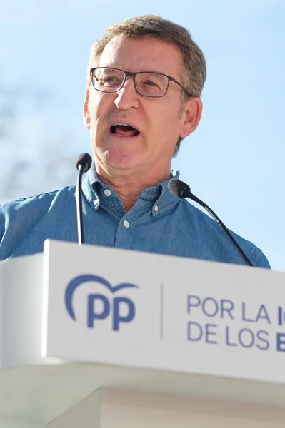 Presidente Del Partido Popular Alberto Nuez Feijoo Durante Una Manifestación — Foto de Stock