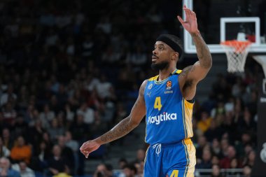 Maccabi Tel Aviv 'den Brown Lorenzo, Real Madrid ile Maccabi Tel Aviv arasında oynanan EuroLeague maçı sırasında 30 Ocak 2024 tarihinde İspanya' nın başkenti Madrid 'de oynanmıştır..