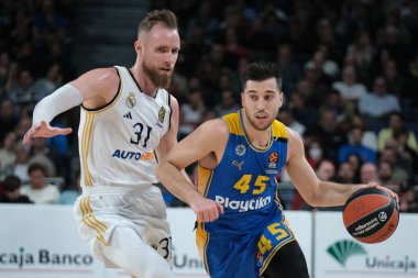 Maccabi Tel Aviv 'den Blatt Tamir, Real Madrid ile Maccabi Tel Aviv arasında oynanan EuroLeague maçı sırasında 30 Ocak 2024 tarihinde İspanya' nın başkenti Madrid 'de oynanmıştır..