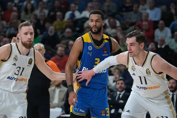 Maccabi Tel Aviv 'den Webb James, Real Madrid ile Maccabi Tel Aviv arasında oynanan EuroLeague maçı sırasında 30 Ocak 2024 tarihinde İspanya' nın başkenti Madrid 'de oynanmıştır..