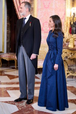 İspanya Kralı VI. Felipe ve İspanya Kraliçesi Letizia 31 Ocak 2024 tarihinde İspanya 'nın Madrid kentinde bulunan Kraliyet Sarayı' nda yabancı büyükelçileri kabul ettiler.