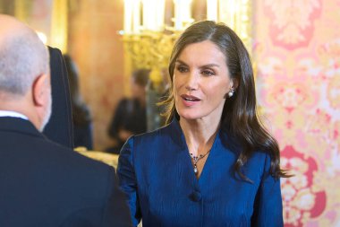 İspanya Kralı VI. Felipe ve İspanya Kraliçesi Letizia 31 Ocak 2024 tarihinde İspanya 'nın Madrid kentinde bulunan Kraliyet Sarayı' nda yabancı büyükelçileri kabul ettiler.