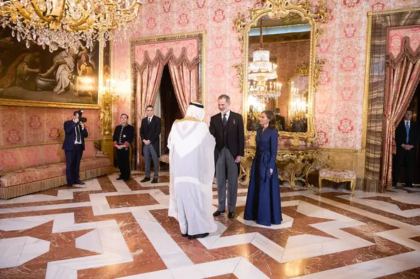 Španělský Král Felipe Španělská Královna Letizia Obdrželi Ledna 2024 Paláci — Stock fotografie