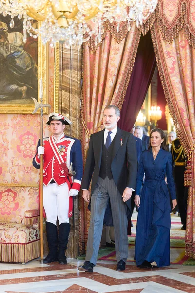 King Felipe Spain Queen Letizia Spain Received Foreign Ambassadors Royals — Stock Photo, Image